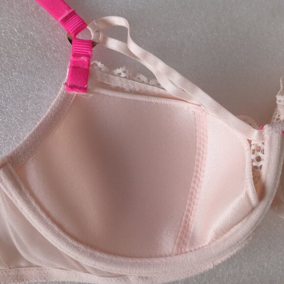 NWOT Britney Spears Bra Peach 32D Floral Lace Lightly Lined Unpadded Wired - Picture 6 of 6